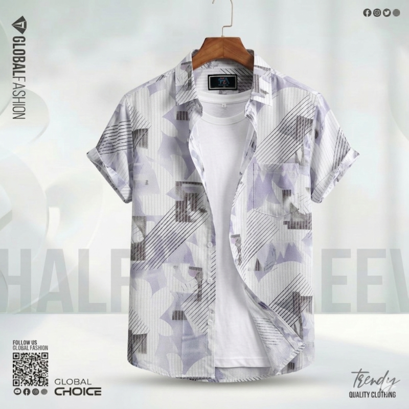 Digital Printed Shirt, NHS-02 (Sky blue)